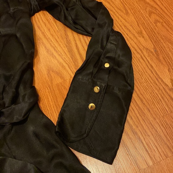 J. Crew Black Satin Dress w/ Belt & Gold Buttons in NWOT! - Picture 6 of 8